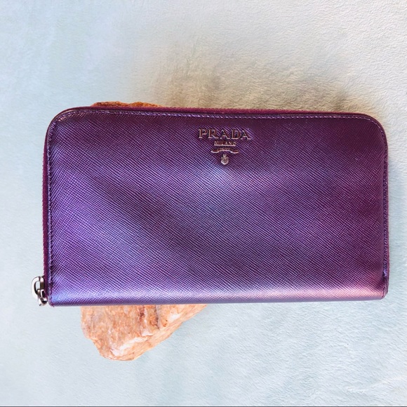 Prada Saffiano Purple Leather Long Zippy Wallet - Picture 9 of 9